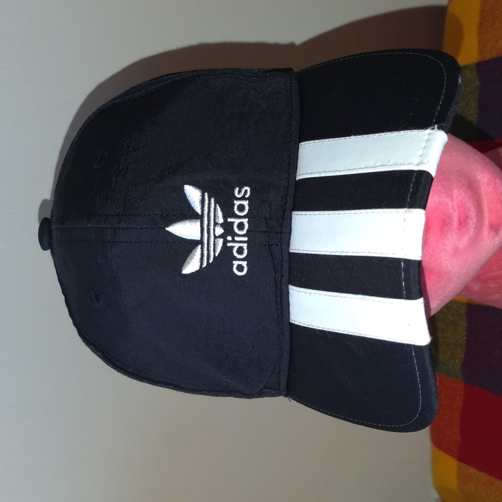 Adidas Embroidered Trefoil 3 Stripes Cap Blk White Adjustable Golf Gym Running